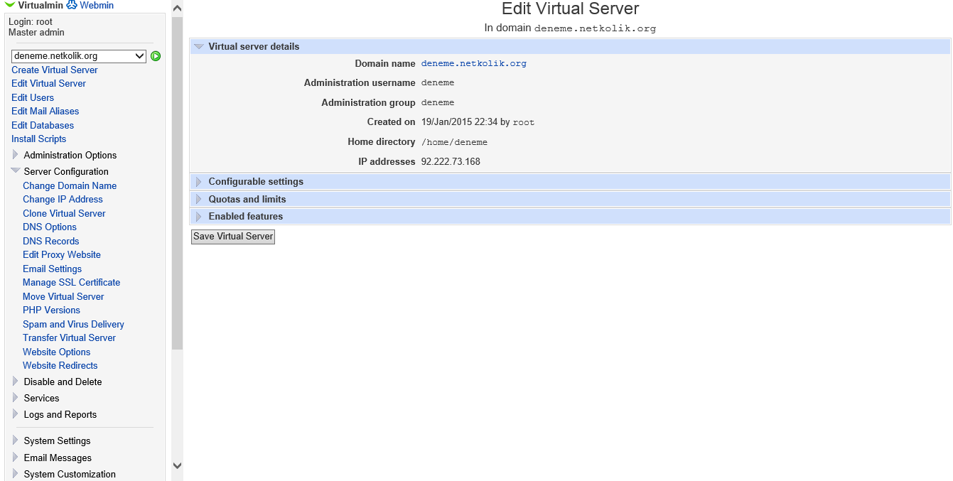 Edit Virtual Server