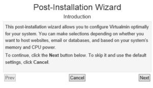 Virtualmin Post-Installation Wizard