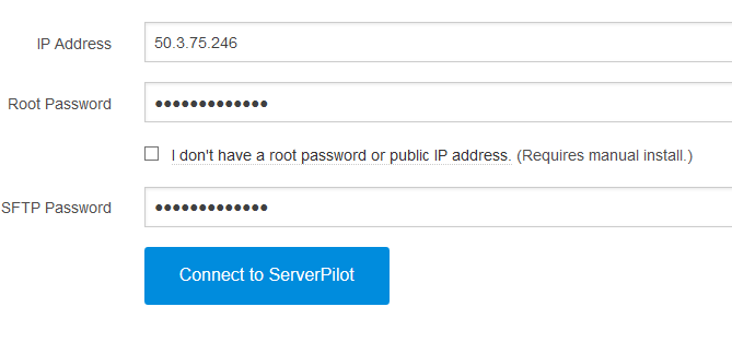 ServerPilot Connect to Server