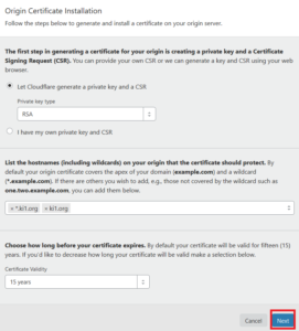 Cloudflare SSL Origin Certificate Installation