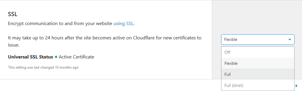 Cloudflare SSL Type